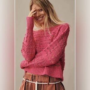 Anthropologie Pilcro The Palmer Open-Stitch Pullover Sweater Small N1